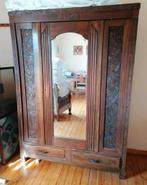 Gratis art déco kast met mooie houtgravure en spiegel, Enlèvement