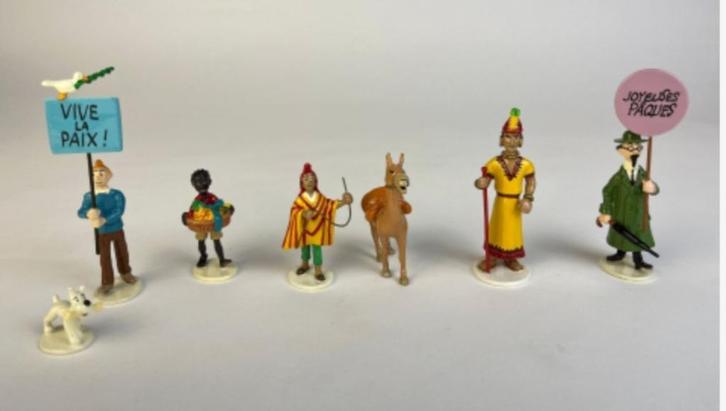 Figurine Tintin - carte de vœux série 1 complète, Verzamelen, Stripfiguren, Gebruikt, Beeldje of Figuurtje, Kuifje, Ophalen of Verzenden