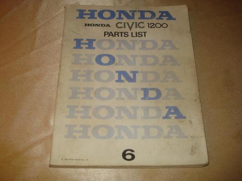 Ancien Manuel Honda Civic 1200 Liste des Pièces 1976, Autos : Divers, Modes d'emploi & Notices d'utilisation
