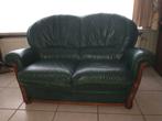 Groene lederen zetel set, Huis en Inrichting, Ophalen, Gebruikt