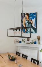 Stalen hanglamp, Huis en Inrichting, Lampen | Hanglampen, Ophalen, Zo goed als nieuw