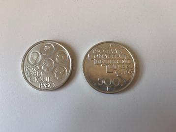 2 munten van 500 frank 150 jaar onafhankelijkheid Legend fra