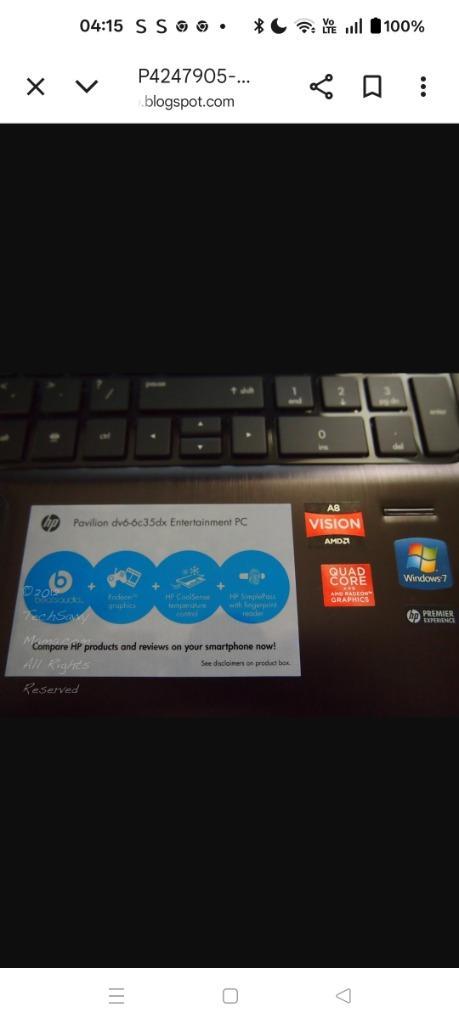 Hp dv6 pavilion Beats audio laptop, Informatique & Logiciels, Ordinateurs portables Windows, Utilisé, 16 pouces, SSD, Inconnu