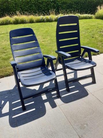 2 blauwe tuinstoelen, merk Jardin beschikbaar voor biedingen