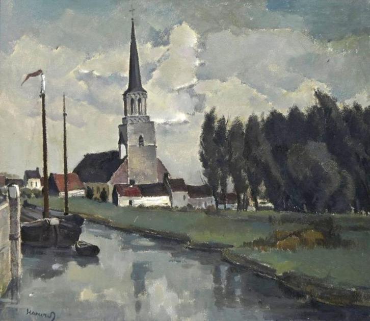 Schilderij Armand Deweerdt 'Schelle', Antiek en Kunst, Kunst | Schilderijen | Klassiek, Ophalen