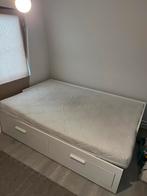 (Ikea) bed 140x200 + matras & opberglades, Huis en Inrichting, Ophalen, Wit, Tweepersoons, 140 cm