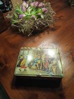 vintage blikken doos met schilderachtig tafereel en slotje, Ophalen of Verzenden, Gebruikt