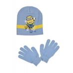 Blauw en grijze Minions muts en handschoenen set maat 52, Kinderen en Baby's, Kinderkleding | Mutsen, Sjaals en Handschoenen, Nieuw