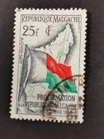 Madagascar 1959 - Onafhankelijke Republiek vlag, landkaart, Ophalen of Verzenden, Overige landen, Gestempeld