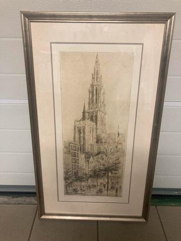 Tekening van kathedraal in antwerpen in kader, Enlèvement