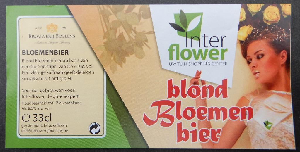 Bieretiket Bloemenbier Brouwerij Boelens (12b0), Ophalen of Verzenden, Nieuw