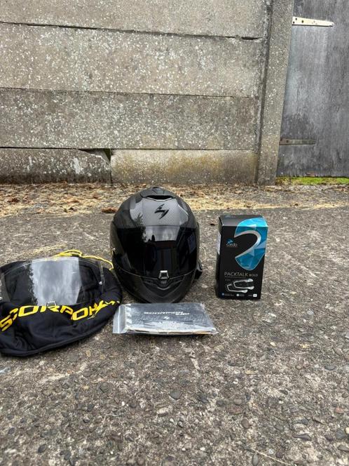 Scorpion EXO-1400 Evo II Carbon Air Maat M + Cardo Packtalk, Motoren, Kleding | Motorhelmen, Heren, Integraalhelm, M, Overige merken