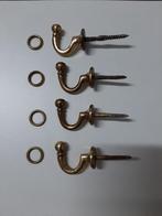 4 gordijnhaken in messing en 4 gordijnringen, vintage, Ophalen of Verzenden