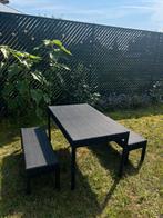 Zwart kindertafeltje met 2 bankjes, Ophalen, Gebruikt, Rechthoekig, Kinderpicknicktafel