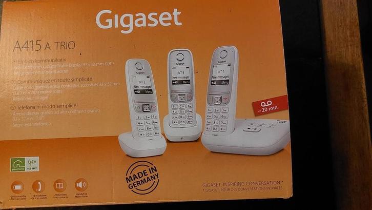 Gigaset A415A Trio, in zeer goede staat. 3 apparaten + antwo, Telecommunicatie, Vaste telefoons | Handsets en Draadloos, Zo goed als nieuw