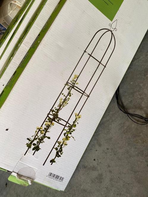 Weerbestendige Plantensteun 4 obelisken zwart, Tuin en Terras, Tuinhekken en Hekwerk, Nieuw, Overige typen, Overige materialen