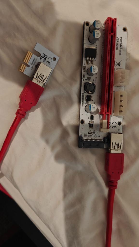 PCI-E x16 x1 risers VER 008s GOEDE STAAT, Computers en Software, Videokaarten, Gebruikt, AMD, PCI-Express 3.0, Overige soorten