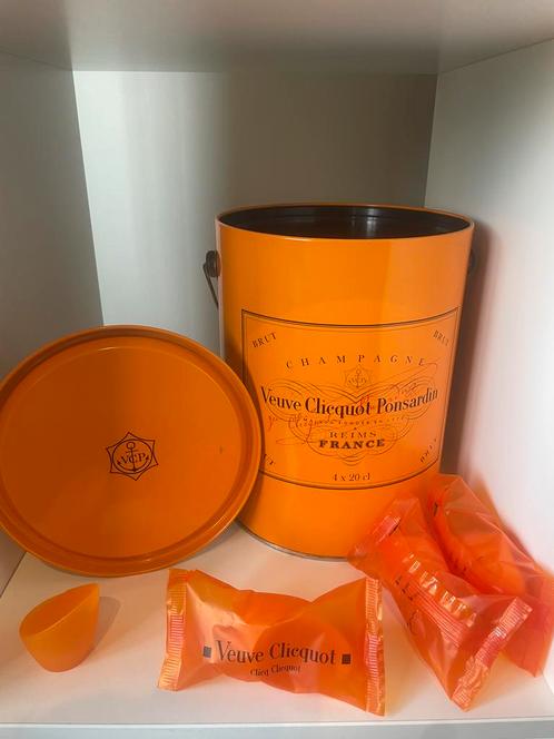 Jaren 90’ Veuve Clicquot Verfblik IJsemmer + Schenkdoppen, Collections, Vins, Comme neuf, Champagne, France, Enlèvement ou Envoi