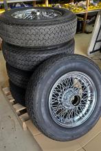 Jaguar chromen Spaakwielen met Vredestein banden voor E-type, Auto-onderdelen, Banden en Velgen, Gebruikt, 15 inch, Velg(en), -
