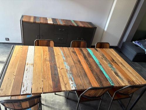Salle à manger  industriel, Huis en Inrichting, Complete eetkamers, Zo goed als nieuw, 4 tot 6 stoelen, Ophalen
