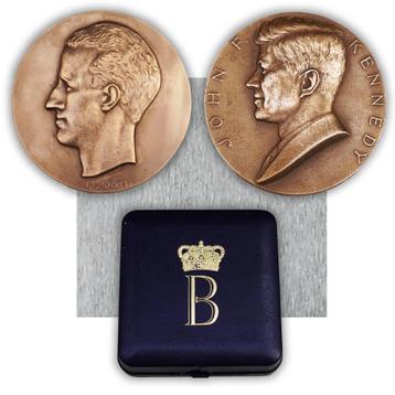 Zeldzame BELGIË - VS R. BAUDOUIN & JFK KENNEDY medailles beschikbaar voor biedingen