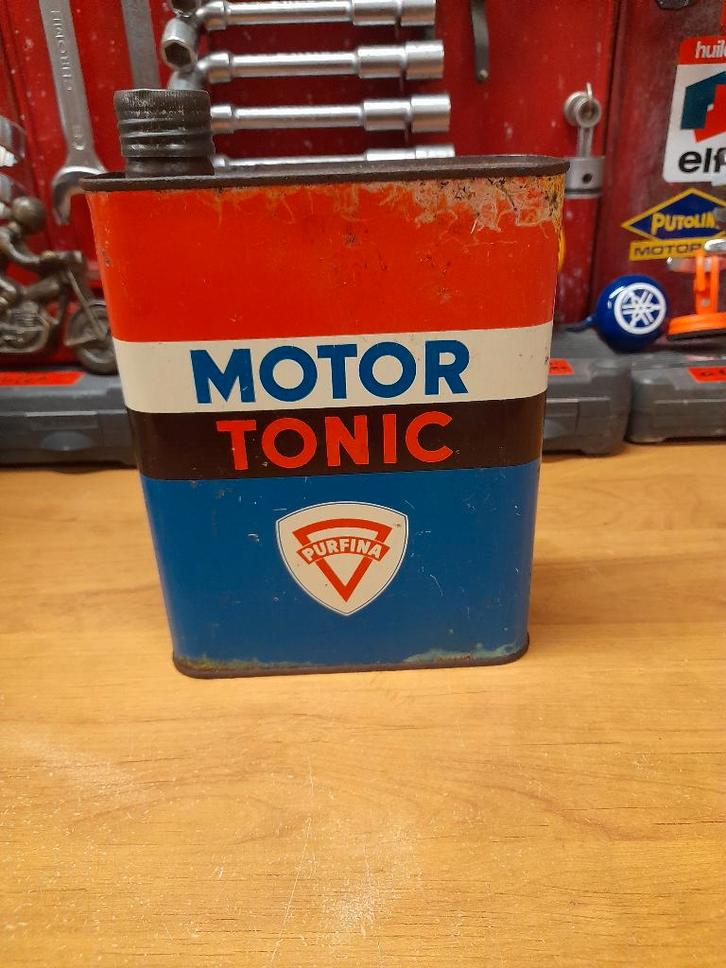 Oude Purfina Motor Tonic Fina lege oliekan, Verzamelen, Merken en Reclamevoorwerpen, Gebruikt, Overige typen, Verzenden