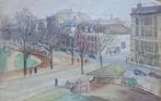 ONBEKEND / STADSZICHT / ORIGINEEL WERK / 32x50cm, Antiek en Kunst, Ophalen of Verzenden