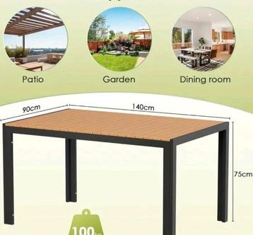 Teakhouten tuintafel van teakhout aluminium WPC 140 cm 90 cm beschikbaar voor biedingen
