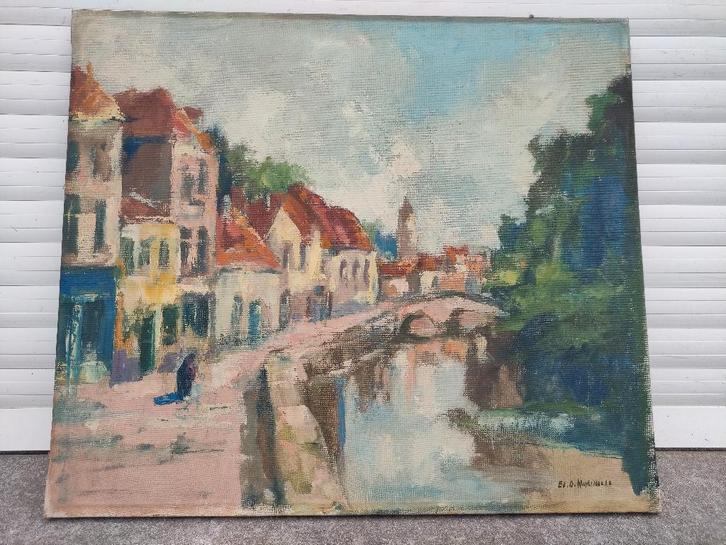 Huile sur toile signe Edmond de meulenaere, Antiquités & Art, Art | Peinture | Classique, Enlèvement ou Envoi