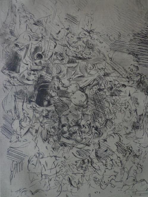 Gravure originale de Roel D'Haese Lenteregen de 1962, Antiquités & Art, Art | Eaux-fortes & Gravures, Enlèvement ou Envoi