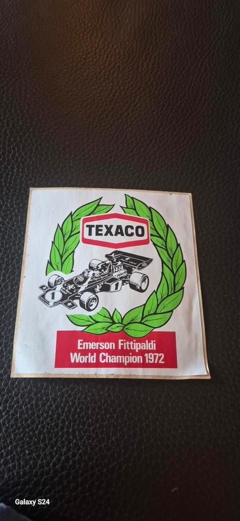 TEXACO Emerson Fittipaldi WC 1972, Verzamelen, Stickers, Zo goed als nieuw, Ophalen