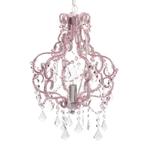 Prachtige luster met roze pareltjes en kristallen hangertjes, Huis en Inrichting, Romantisch, Gebruikt, Ophalen