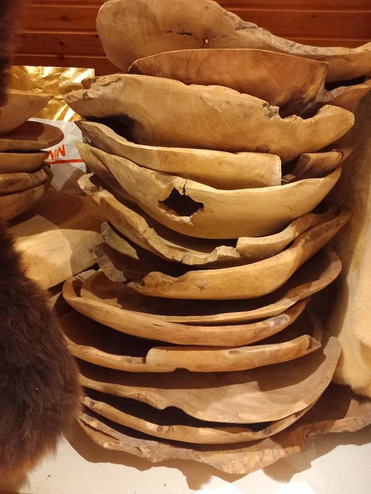 Teakschalen, Huis en Inrichting, Woonaccessoires | Schalen en Manden, Nieuw, Hout, Ophalen