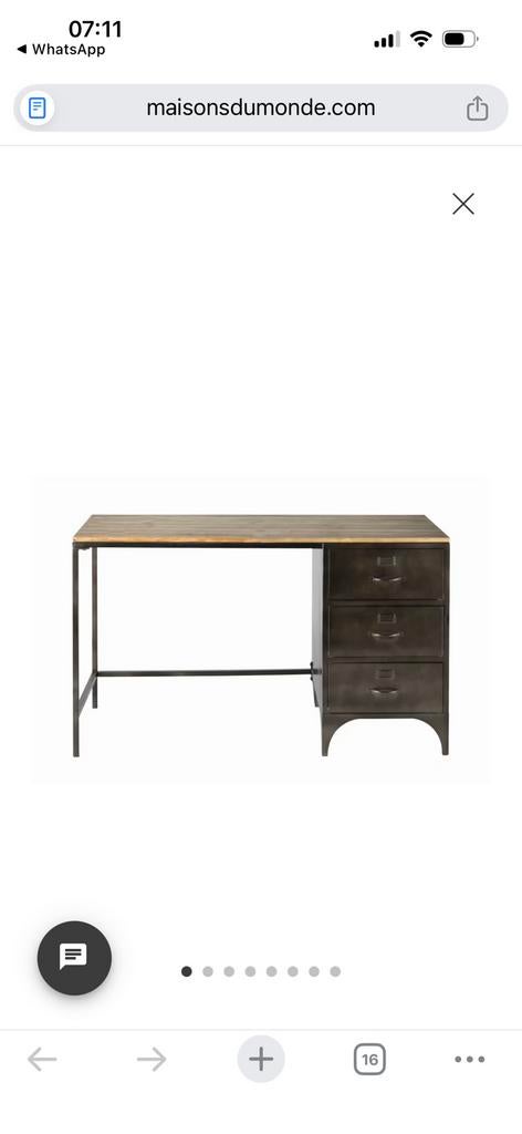 Bureau Industriel metal bois, Maison & Meubles, Bureaux, Enlèvement