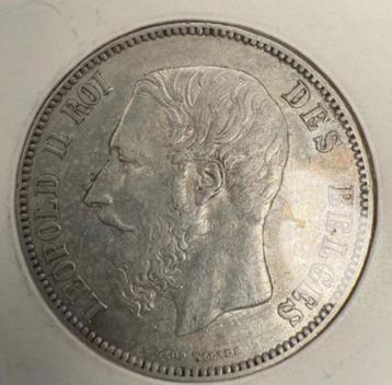 Munt Leopold II 5 Frank van 1873 beschikbaar voor biedingen
