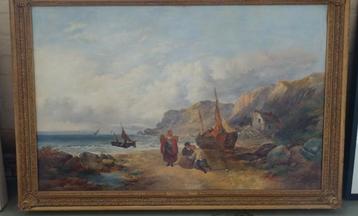 Zeer oud olie schilderij op doek Joseph Horlor beschikbaar voor biedingen