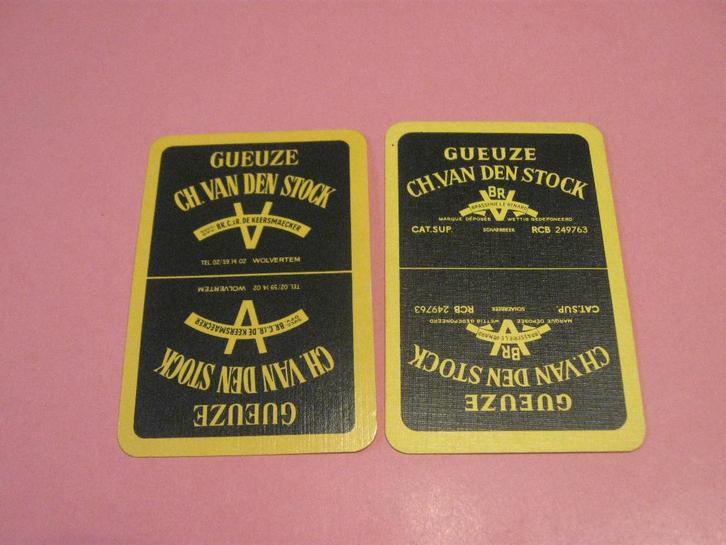 2 oude losse speelkaarten Gueuze Van Den Stock (171), Verzamelen, Speelkaarten, Jokers en Kwartetten, Zo goed als nieuw, Speelkaart(en)