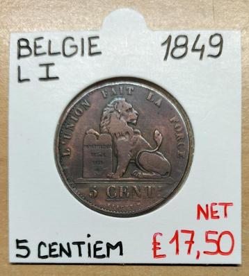 5 CENTIEM 1849   LEOPOLD I    BELGIE    € 17,50 beschikbaar voor biedingen