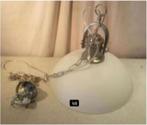 Prachtige Retro Hanglamp in glas en Metaal - 40cm, Huis en Inrichting, Ophalen of Verzenden, Zo goed als nieuw, Glas