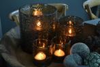 WINDLICHTEN BUBBELGLAS ~vintage black~ landelijk stoer, Huis en Inrichting, Ophalen of Verzenden, Nieuw, Overige materialen, Kandelaar