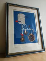 MixedMedia-werk van Christian Sylvain, handverzilverde kader, Ophalen