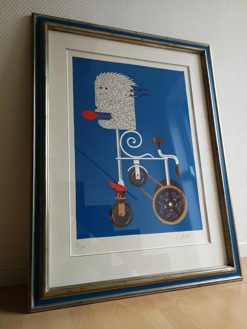 MixedMedia-werk van Christian Sylvain, handverzilverde kader, Antiek en Kunst, Kunst | Schilderijen | Abstract, Ophalen