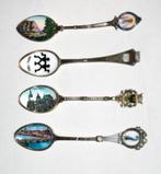 4 antieke lepeltjes Zilver 800 emaille, Antiek en Kunst, Ophalen of Verzenden, Zilver