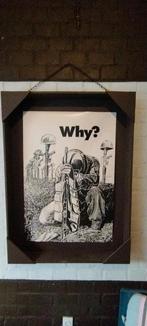 Zeer grote poster in houten kader +- 120cm jaren 80, Ophalen, Deurposter of groter, Overige onderwerpen, Rechthoekig Staand