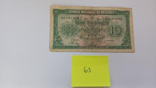 België 10 Frank / 2 Belga 1943, Postzegels en Munten, Bankbiljetten | België, Los biljet, Ophalen of Verzenden