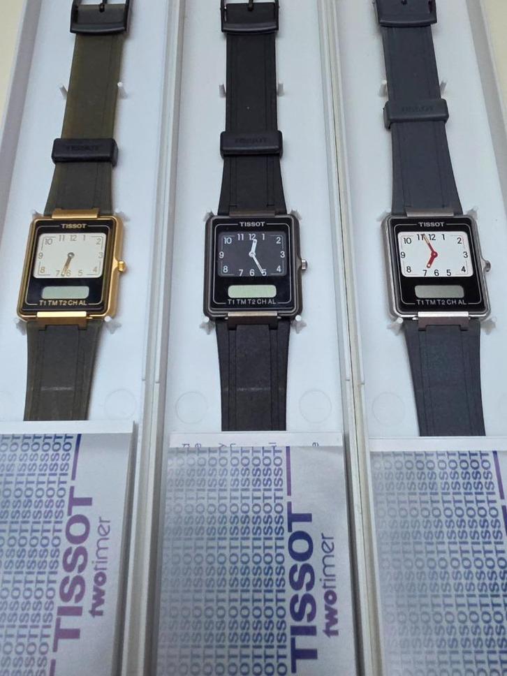 3 Tissot Twotimer Zwitsers Vintage Horloge NOS Klok, Handtassen en Accessoires, Horloges | Heren, Nieuw, Polshorloge, Omega, Staal