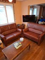 Salon, bruin leder 2 x 2-zit, Ophalen