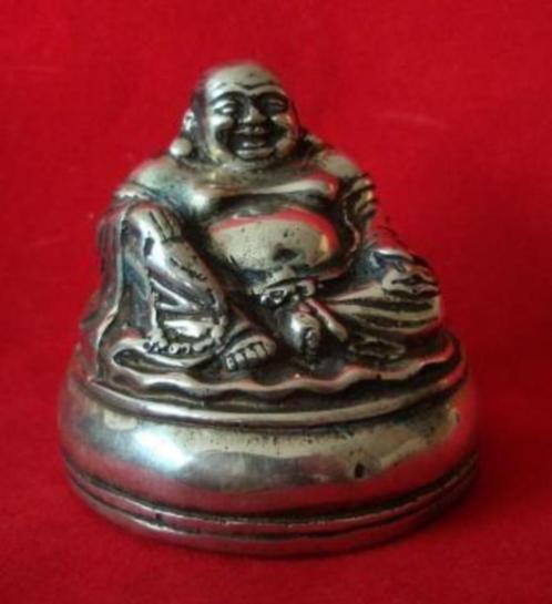 Lachende Boeddha, silverplated bronzen beeldje, Verzamelen, Religie, Nieuw, Beeld(je), Ophalen of Verzenden