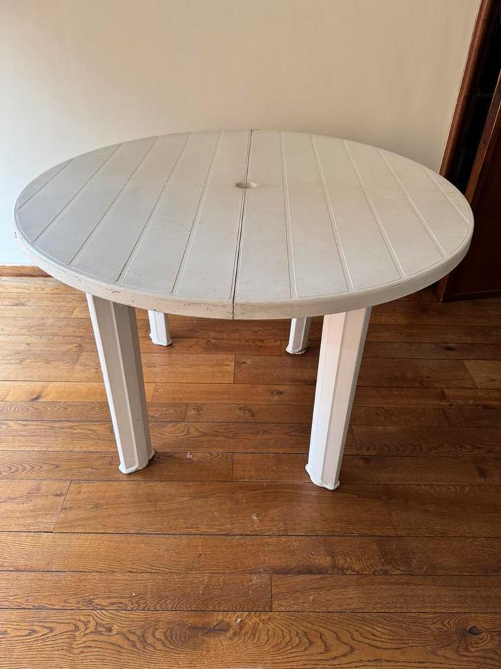 table de jardin extensible en plastique blanc, Jardin & Terrasse, Tables de jardin, Utilisé, Rond, Synthétique, Enlèvement