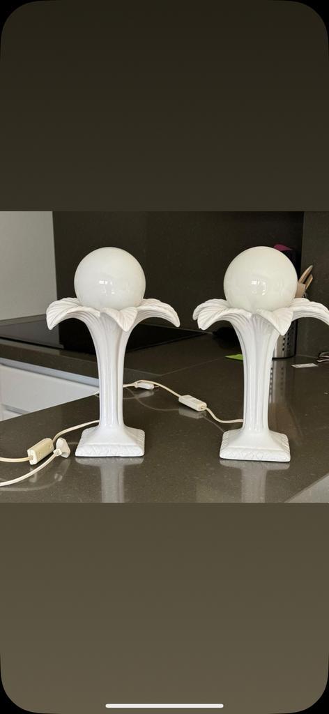 Lot 2 lampes palmiers vintage année 1970, Huis en Inrichting, Lampen | Tafellampen, Glas, Ophalen